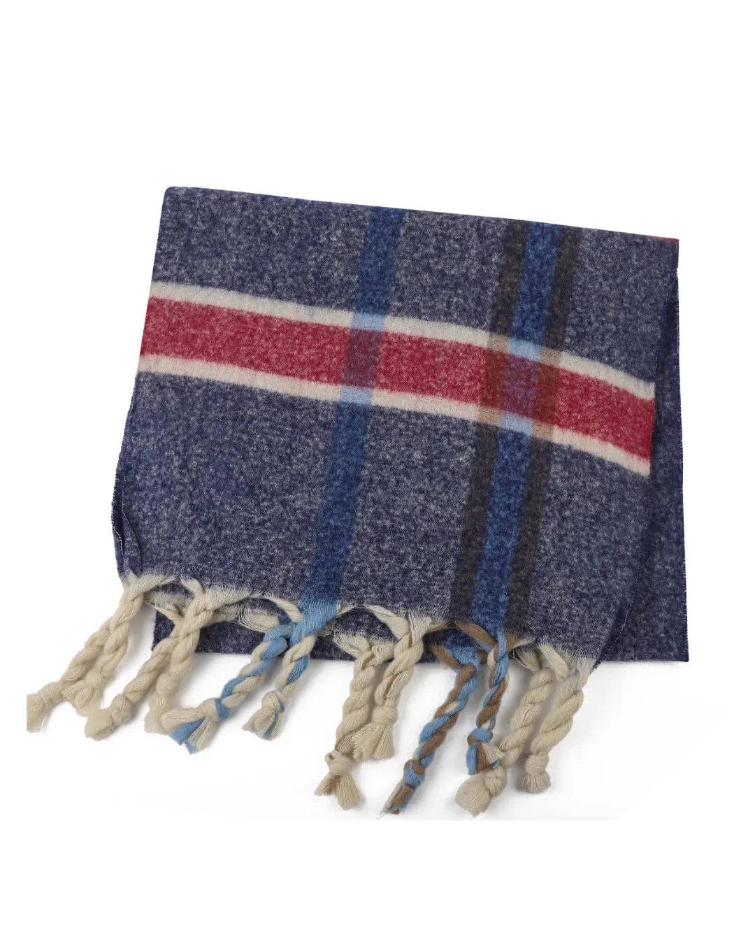 Charlie Chequered Winter Scarf in Navy