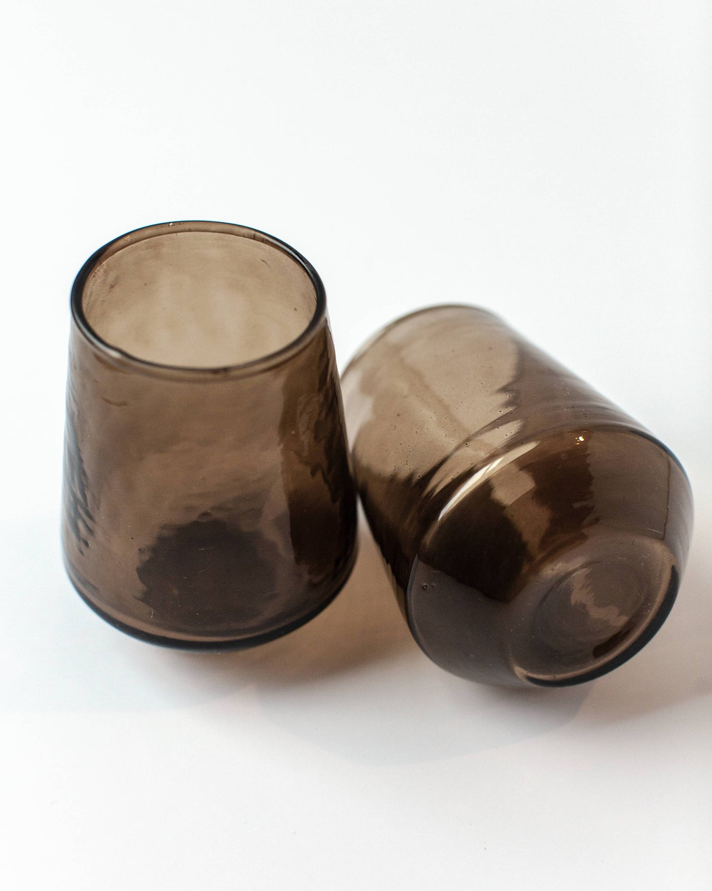 Handblown Hammered Glass Water Tumbler - Set of 2: Smoke