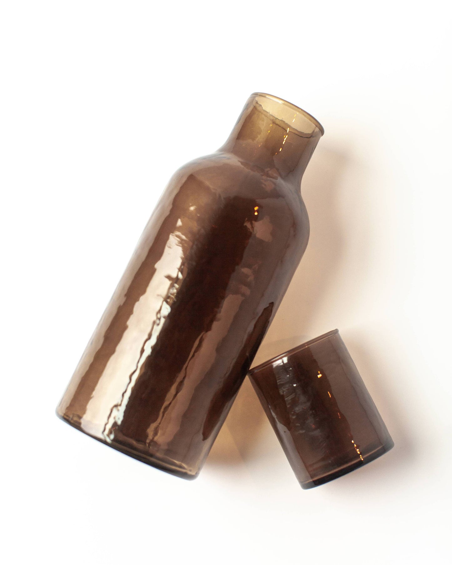 Handblown Hammered Glass Carafe: Smoke
