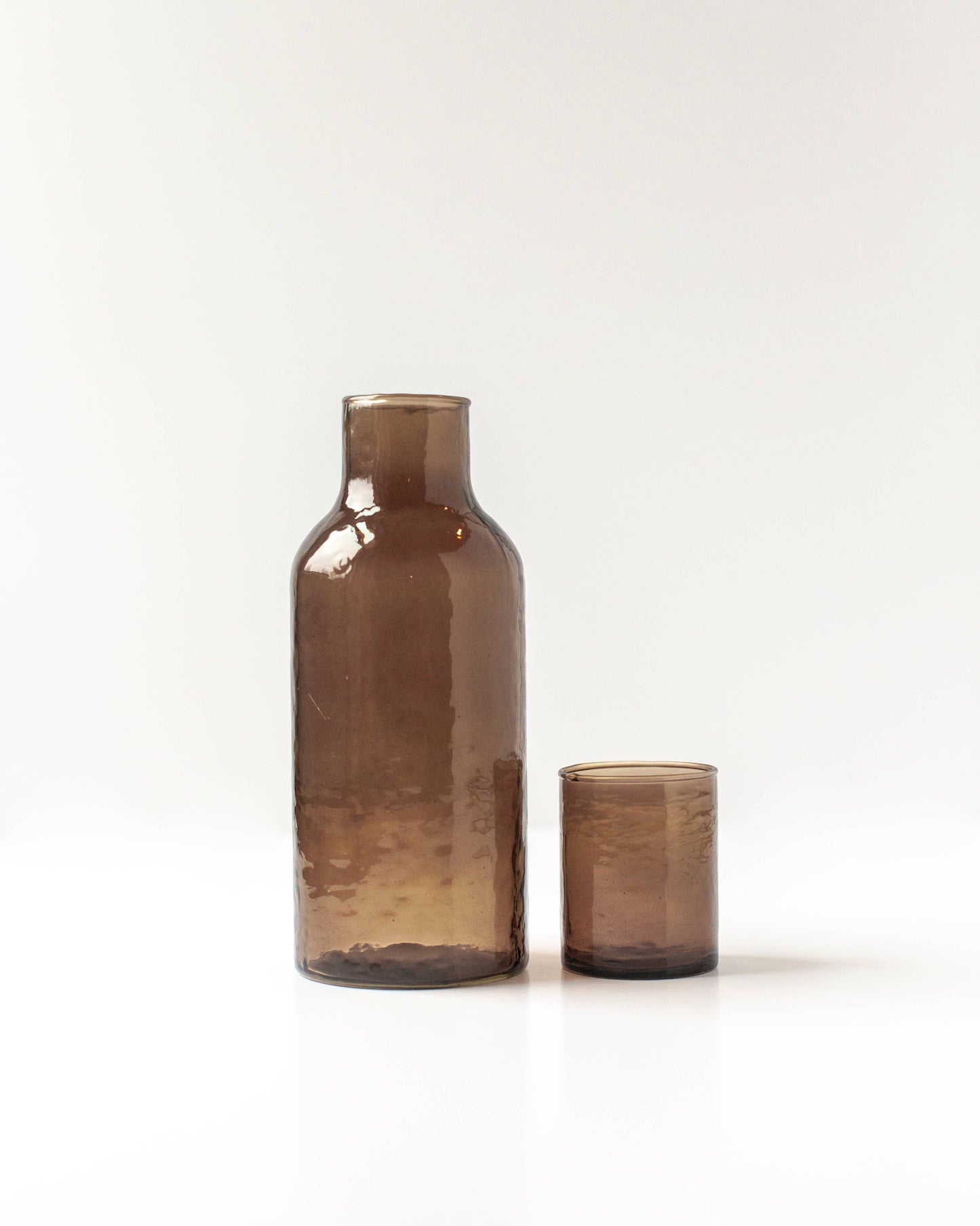 Handblown Hammered Glass Carafe: Smoke