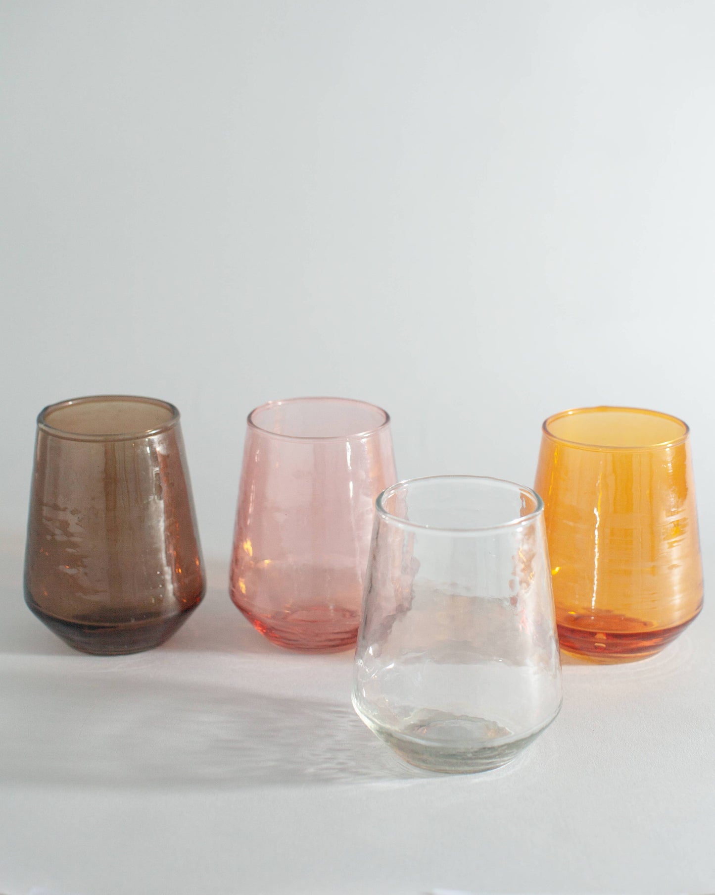 Handblown Hammered Glass Water Tumbler - Set of 2: Smoke