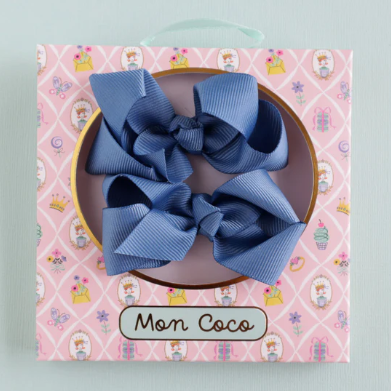 Grosgrain Bow Hair Clips - Blue