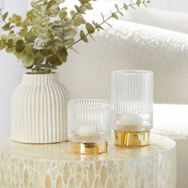 Ribbed 2p candle holders - Clear