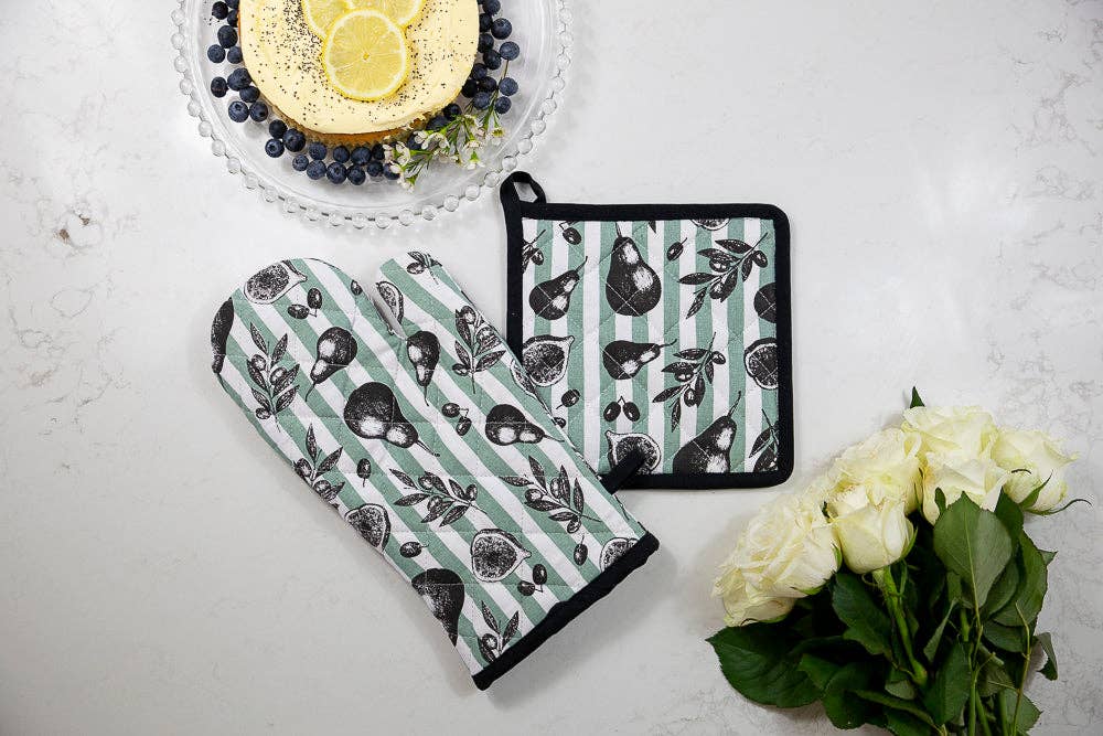 Oven Glove & Pot Holder Set - Fig & Pear