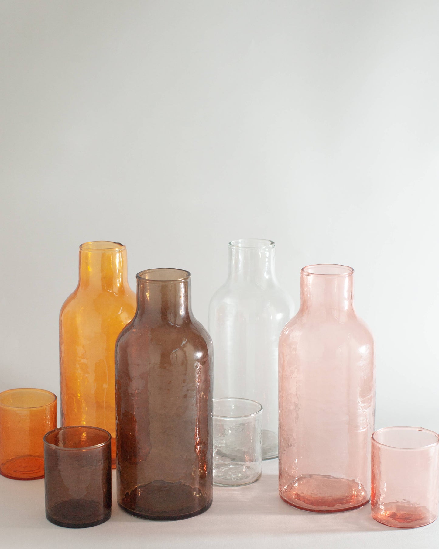 Handblown Hammered Glass Carafe: Smoke