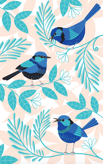 Tea Towel - Blue Wren: Hangsell (Carded)