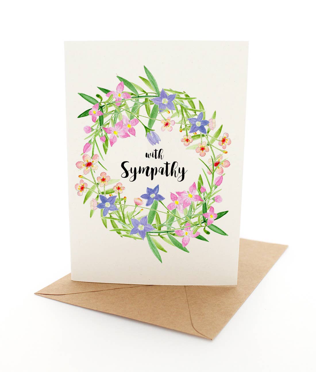 Wildflower Sympathy Wreath - Greeting Card