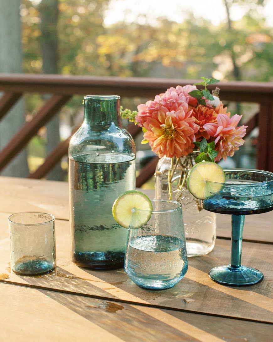 Handblown Hammered Glass Carafe: Smoke