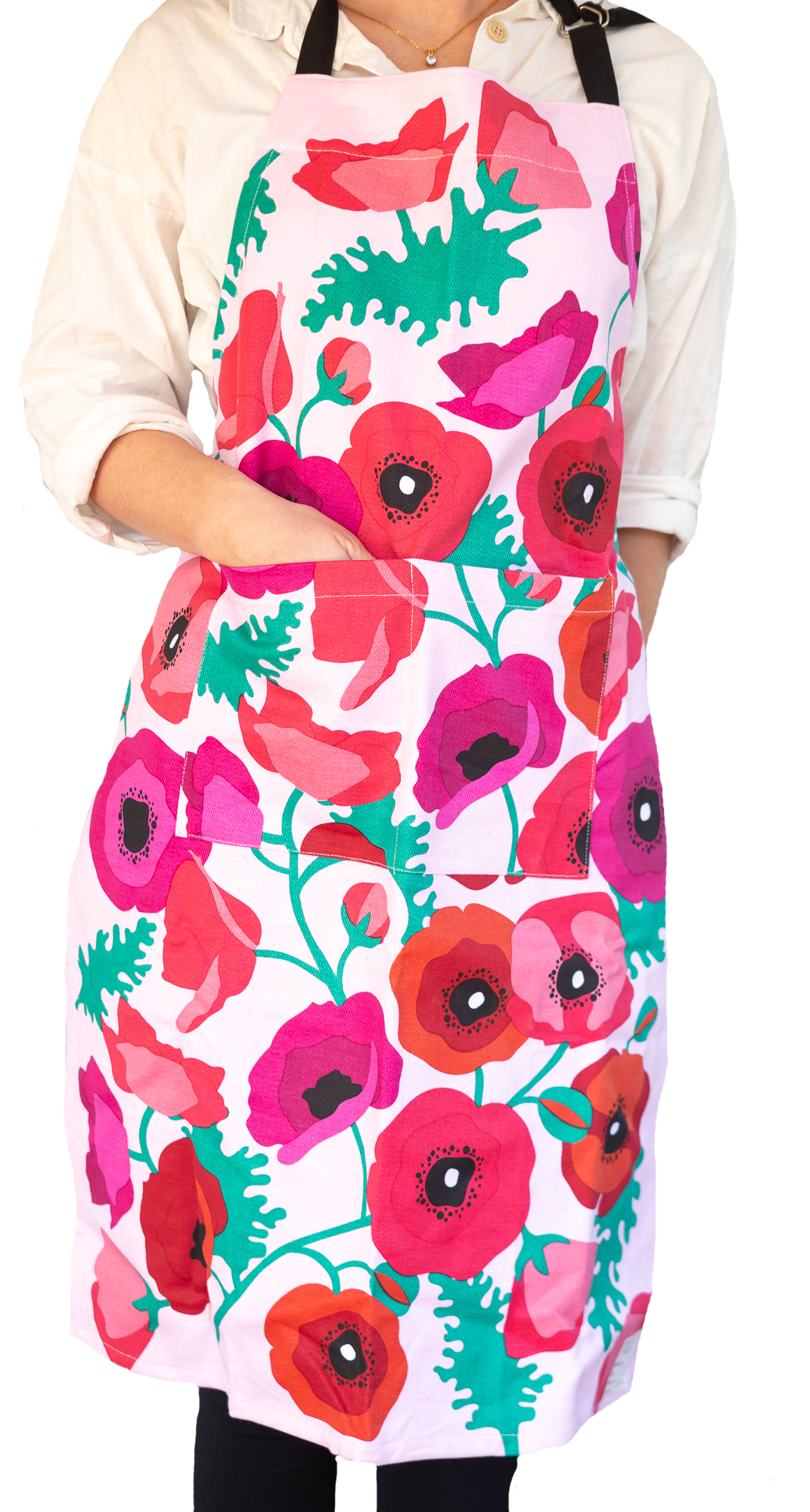 Apron (Heavy Drill) - Poppies
