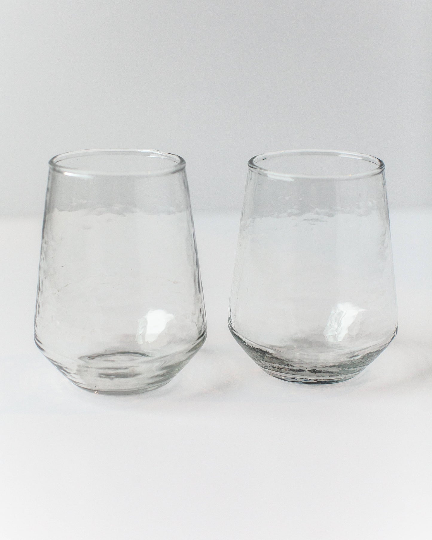 Handblown Hammered Glass Water Tumbler - Set of 2: Smoke