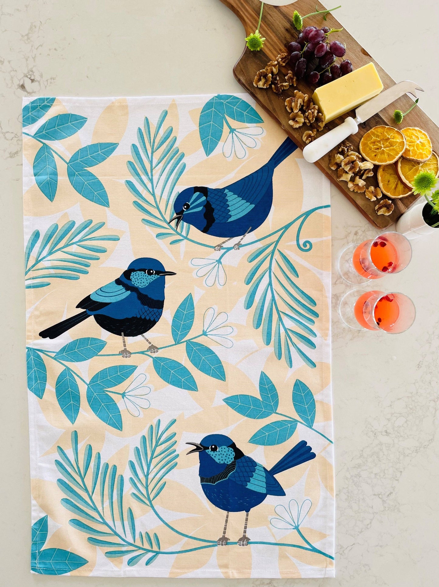 Tea Towel - Blue Wren: Hangsell (Carded)