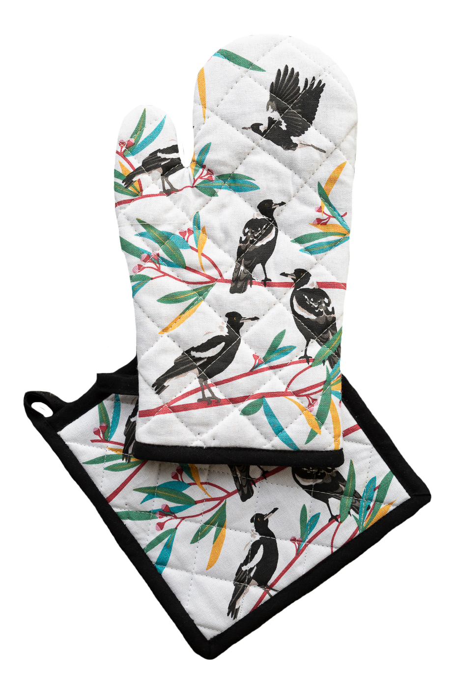 Oven Glove & Pot Holder Set - Magpies
