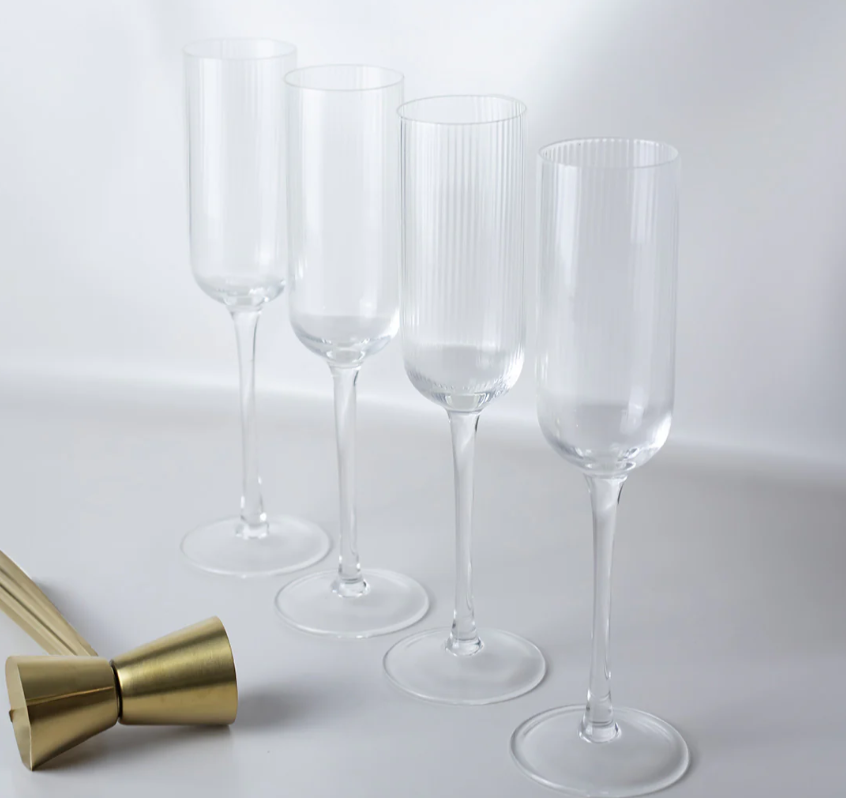 Atticus Ribbed Champagne Glasses - Set of 4