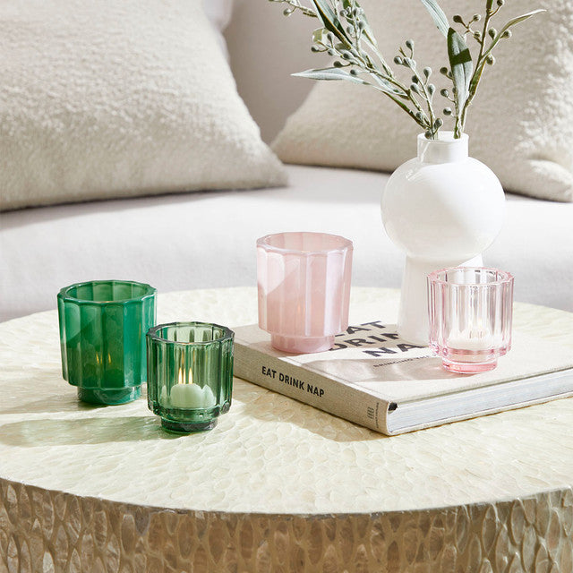 Ribbed 2p candle holders - Purple