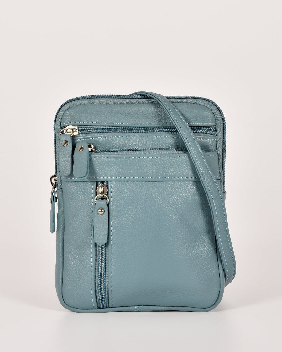 Esther Leather Mini Crossbody Bag - Sky