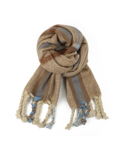 Chequered Winter Scarf in Tan