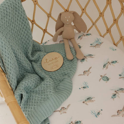 Sage Diamond Knit Organic Baby Blanket