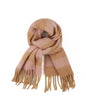 Striped Winter Scarf in Tan & Soft PInk