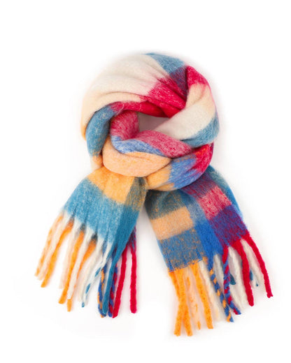 Charlie Chequered Winter Scarf in Sherbet