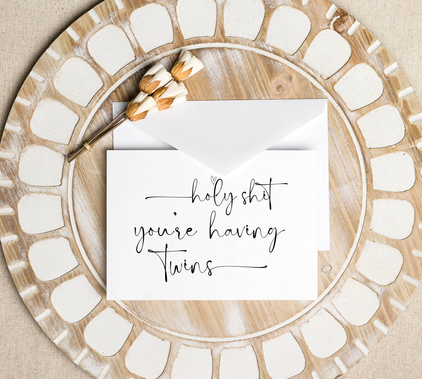 New Baby Congratulations Funny Having Twins Card: White