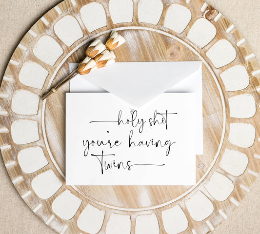 New Baby Congratulations Funny Having Twins Card: White