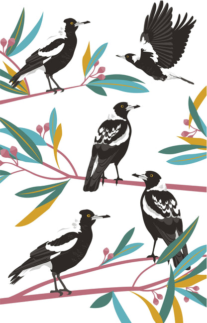 Tea Towel - Magpies: Hangsell (Carded)