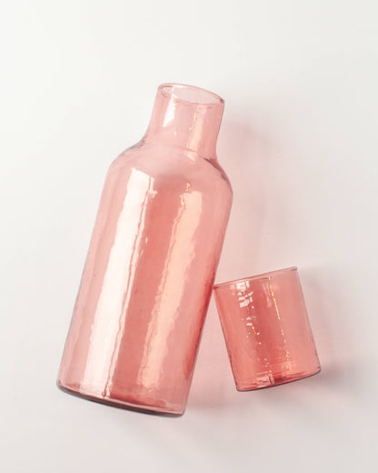 Handblown Hammered Glass Carafe: Smoke