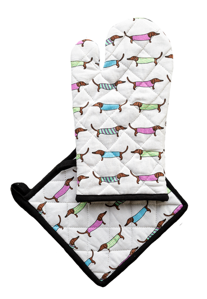 Oven Glove & Pot Holder Set - Sausage Dogs