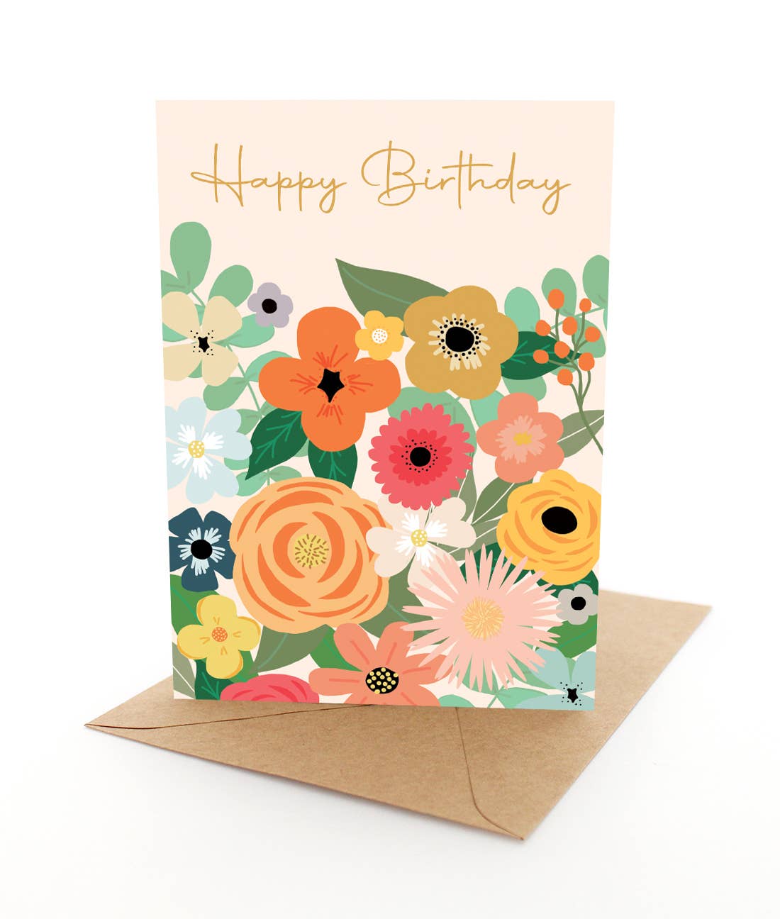 Peach Floral Birthday - Greeting Card