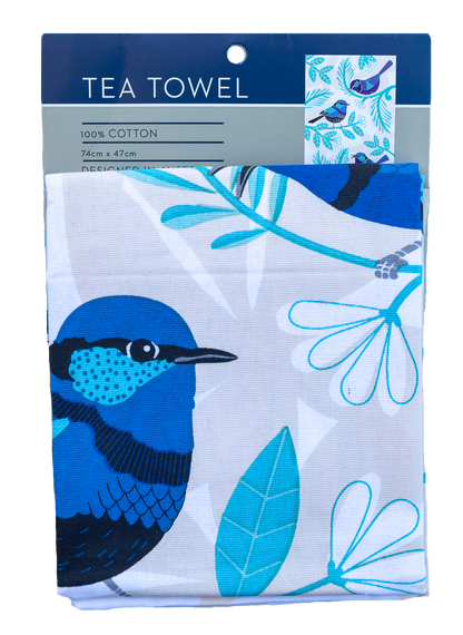 Tea Towel - Blue Wren: Hangsell (Carded)