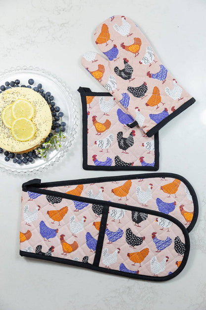 Double Oven Glove - Bright Hens