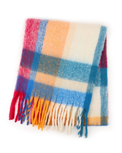 Charlie Chequered Winter Scarf in Sherbet