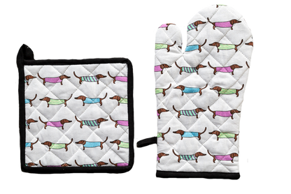 Oven Glove & Pot Holder Set - Sausage Dogs