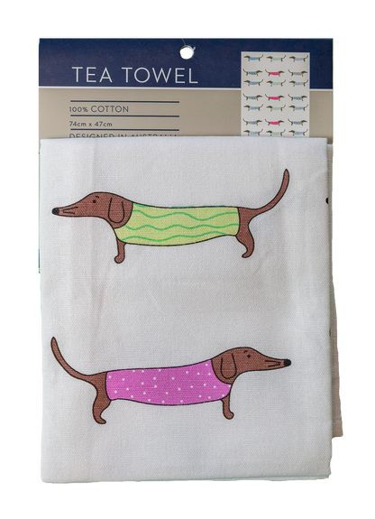 Tea Towel - Sausage Dogs: Hangsell (Carded)