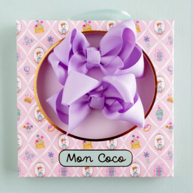 Grosgrain Bow Hair Clips - Purple