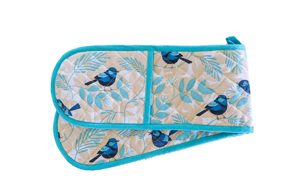 Double Oven Glove - Blue Wren