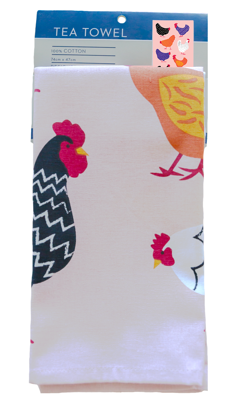 Tea Towel - Bright Hens