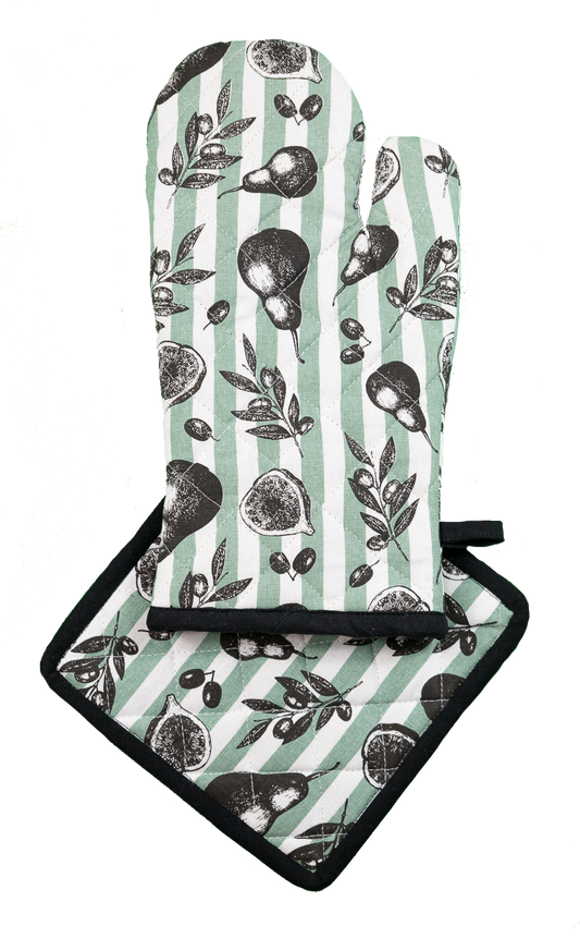 Oven Glove & Pot Holder Set - Fig & Pear