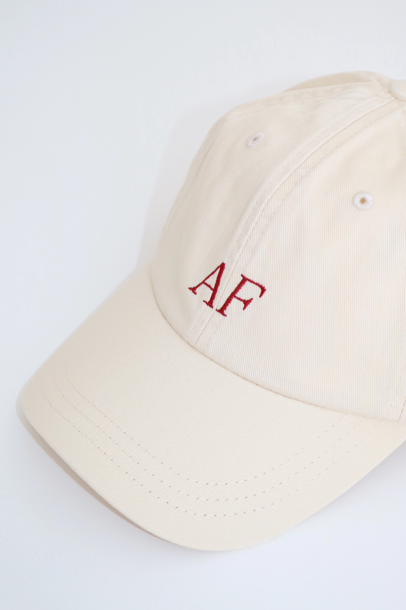AF Cotton Baseball Cap with Cherry Logo: Beige