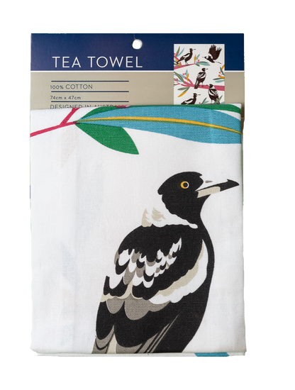 Tea Towel - Magpies: Hangsell (Carded)