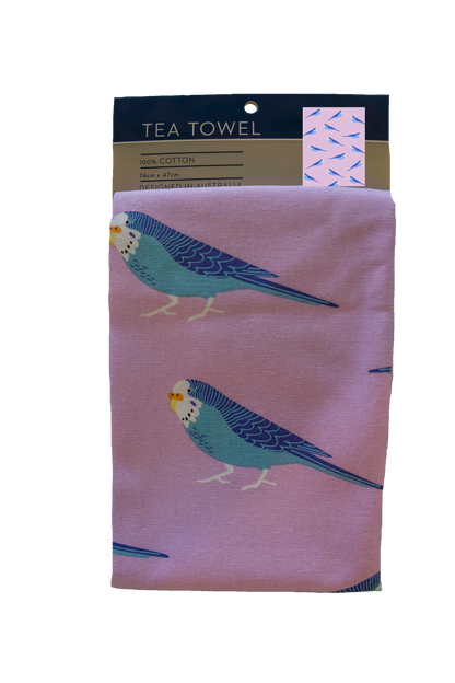 Tea Towel - Budgies: Hangsell (Carded)