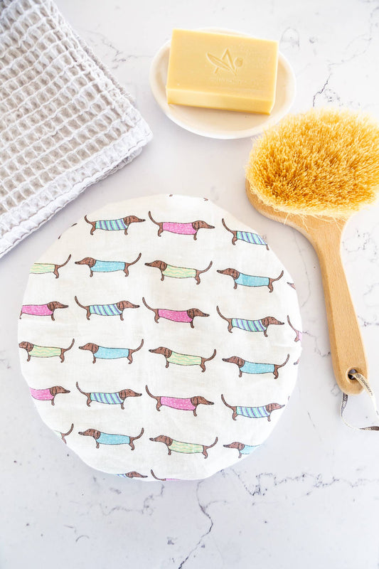Linen Shower Cap - Sausage Dogs