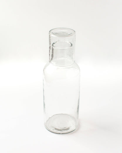 Handblown Hammered Glass Carafe: Smoke