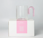 Archer Ribbed Glass Cup - Clear / Taffy Pink