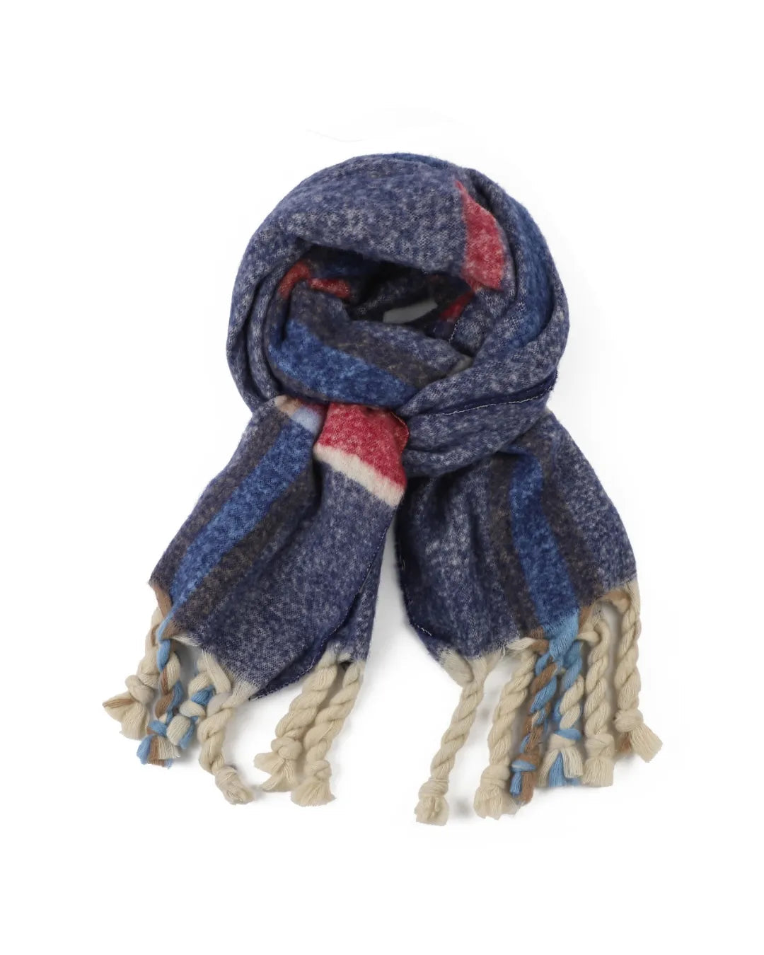 Chequered Winter Scarf in Navy