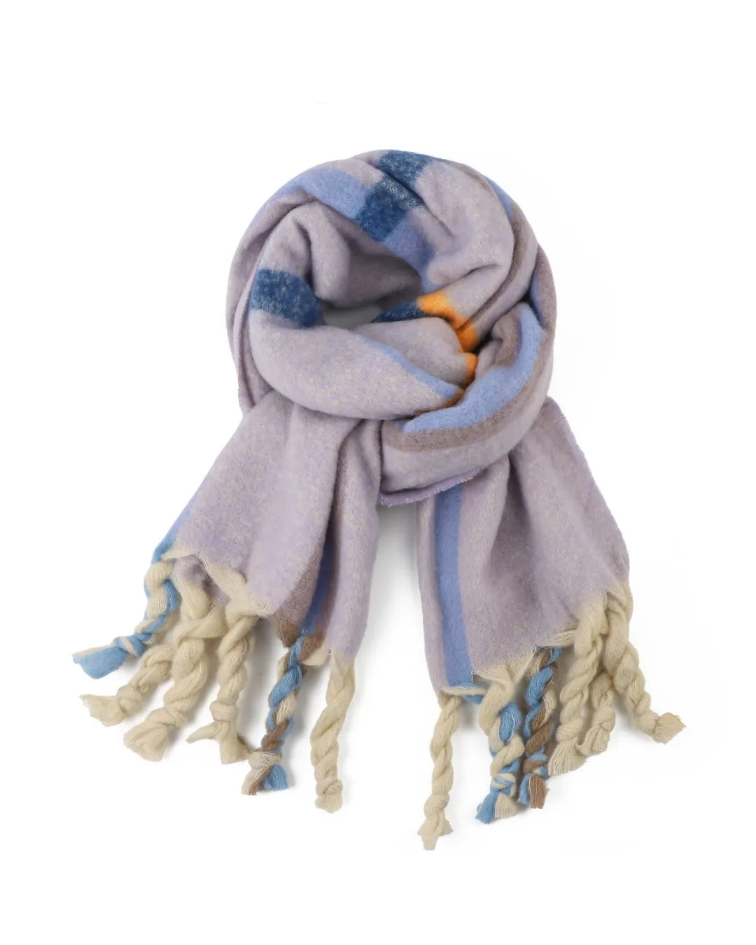 Chequered Winter Scarf in Lilac