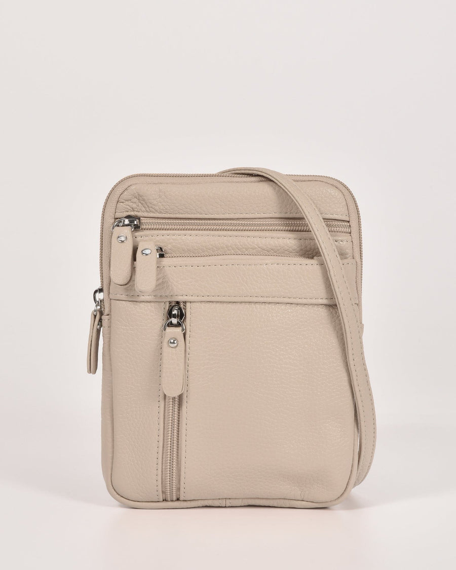 Esther Leather Mini Crossbody Bag - Beige