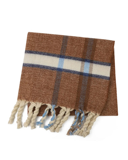 Chequered Winter Scarf in Brown