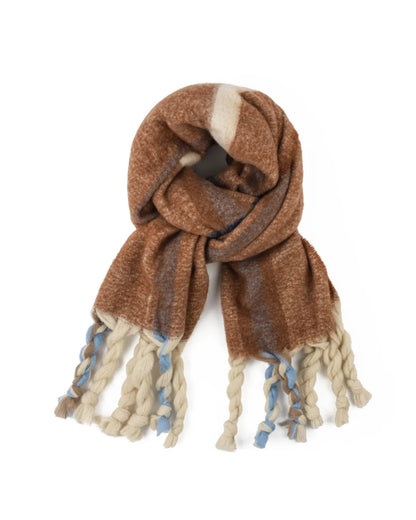 Chequered Winter Scarf in Brown